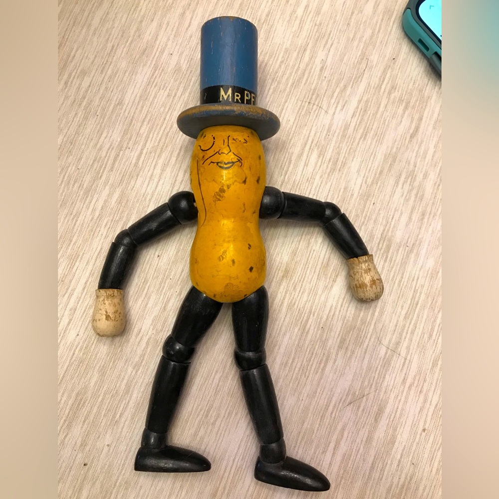 Antique Mr. 🥜 🎩 Mr. Peanut Reticulated Wooden Toy Top Hat Vintage 🎩🥜